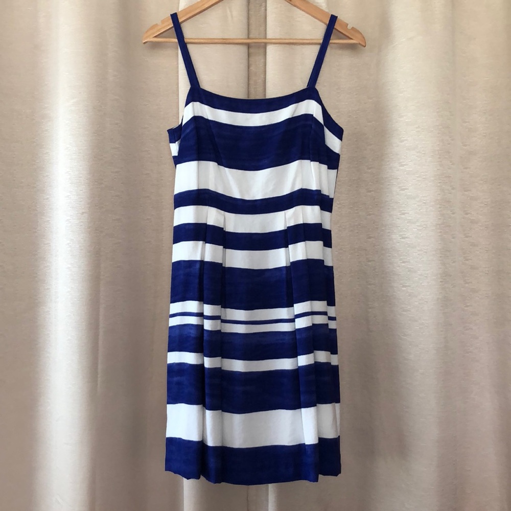 LOFT navy and white stripe dress